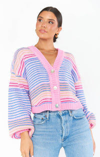 Show Me Your Mumu Good Karma Cardi in Multi Stripe Knit