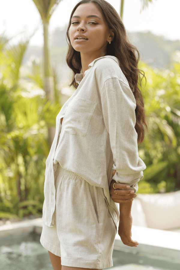 Portia Button Down Shirt in Linen by Gentle Fawn