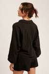 black soft gauze cotton shirt and short set