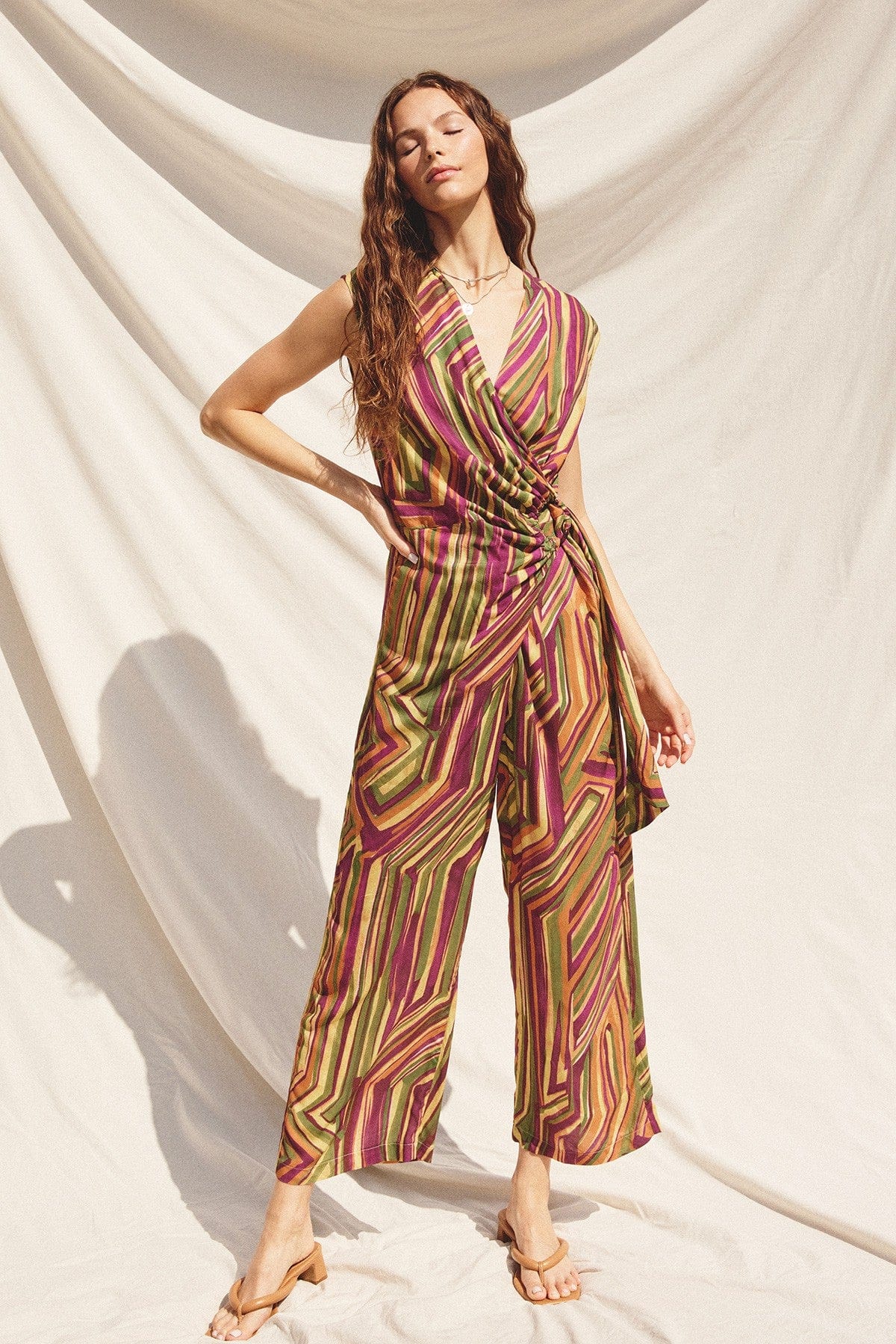Abstract Buckle Belt Jumpsuit