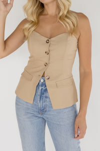 Taryn Button Front Tube Top