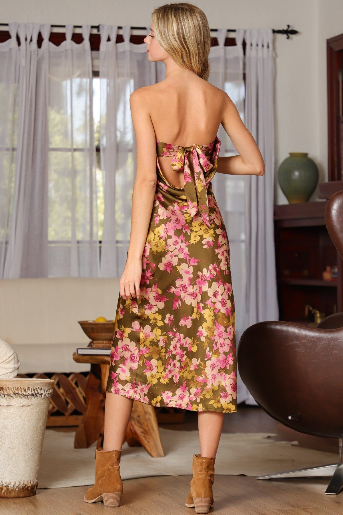 sophia midi dress Small / Olive/Fuchsia