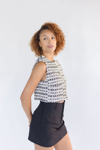 Vaeda Tweed Front Pocket Crop Vest