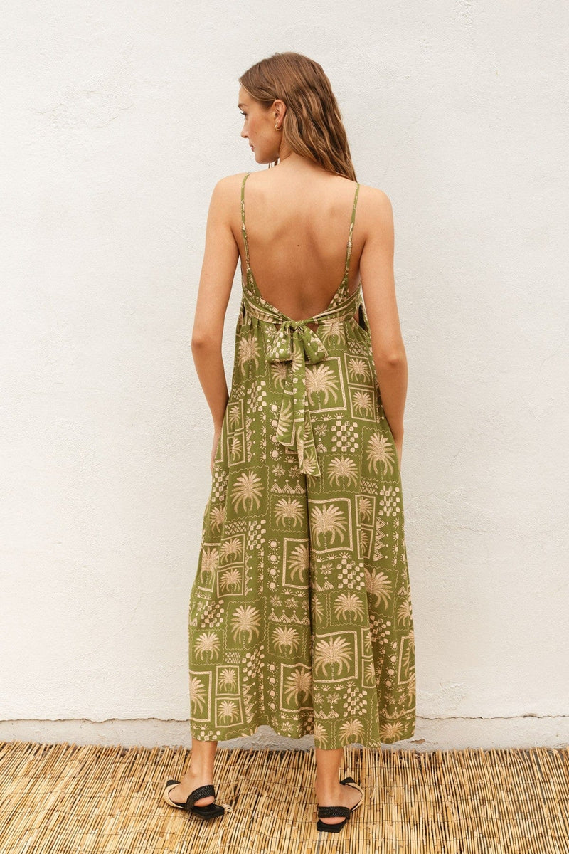 Palm Tile Printed Jumpsuit