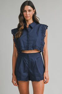 Reva Eyelet Sleeveless Crop