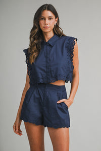 Reva Eyelet Sleeveless Crop