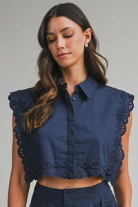 Reva Eyelet Sleeveless Crop