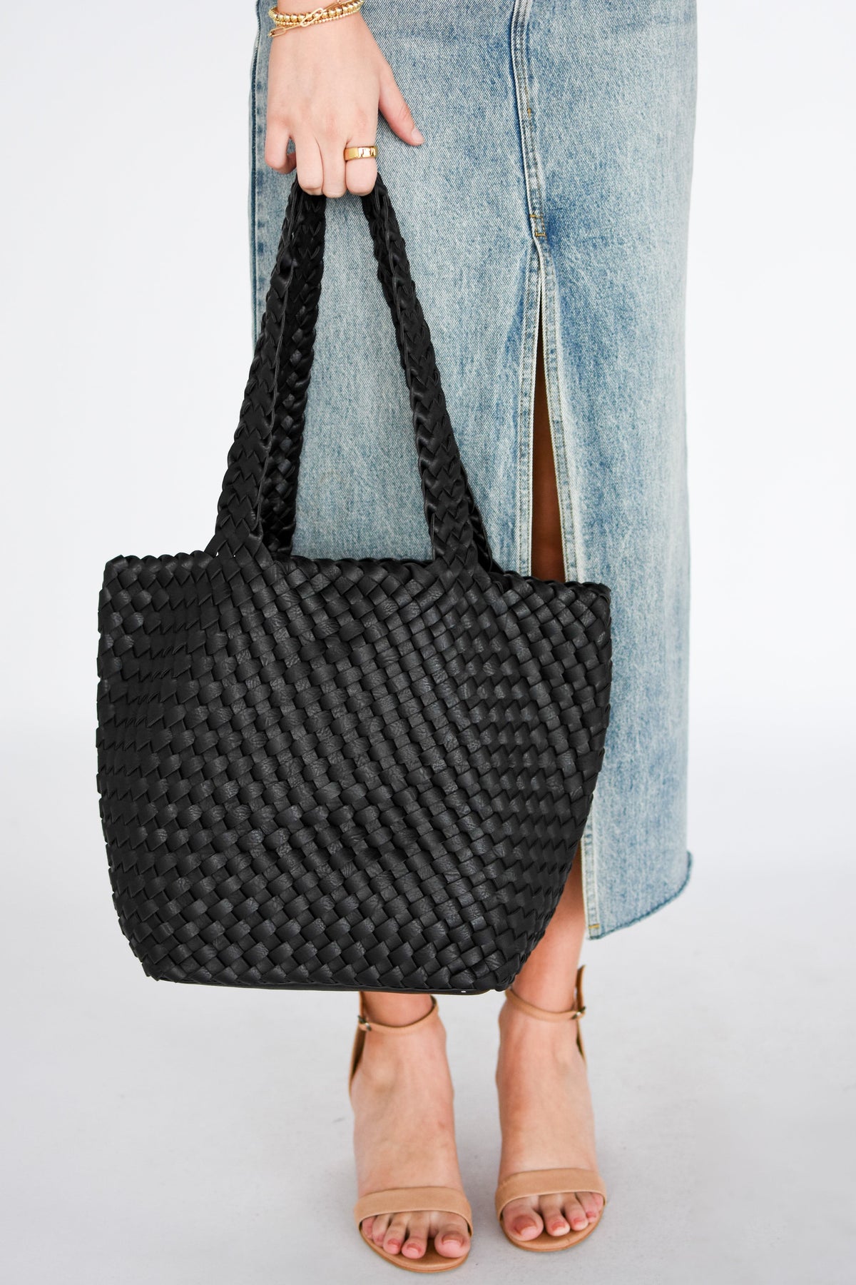 Blythe Woven Faux Leather Tote