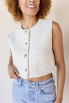 Milani Tweed Front Pocket Crop Vest