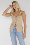 Taryn Button Front Tube Top