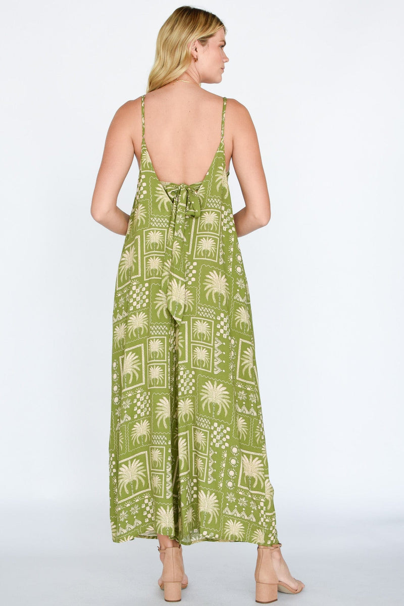 Palm Tile Printed Jumpsuit
