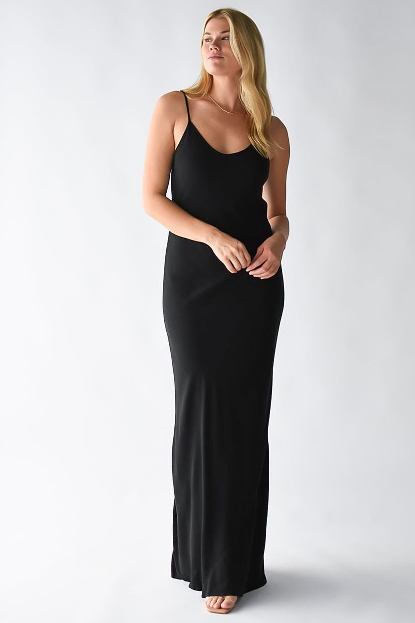 green emerald velvet dress Goldyn Maxi Slip Dress Black | Wild Dove Boutique