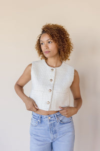 Milani Tweed Front Pocket Crop Vest