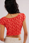 Free People Faye Printed Top Washed Red Combo