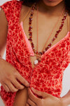 Free People Faye Printed Top Washed Red Combo