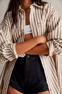 Free People We The Free Freddie Striped Shirt Neutral Combo