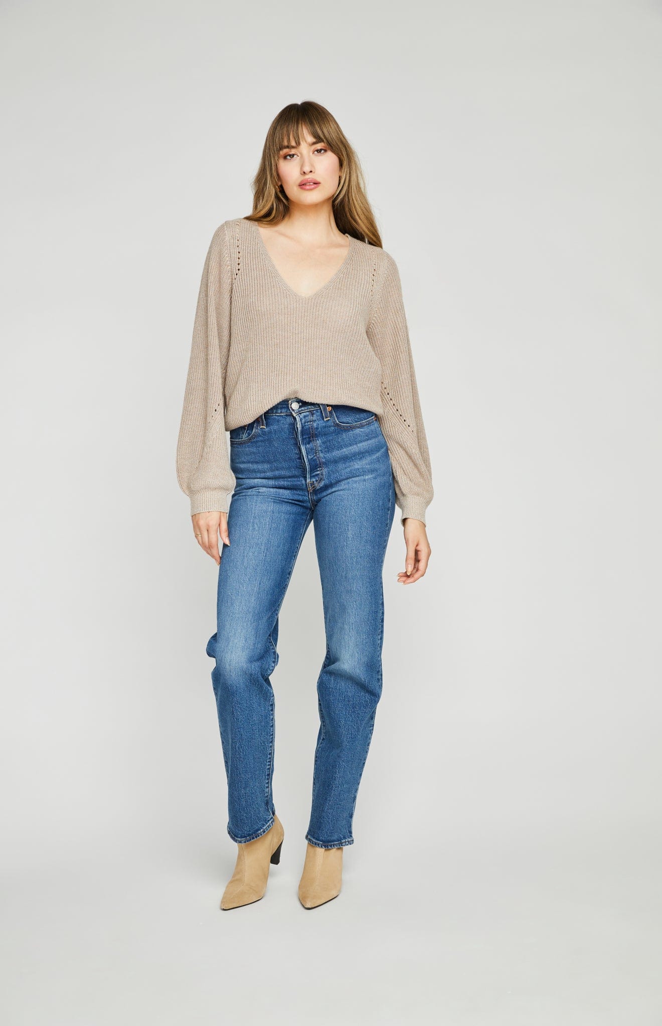 Hailey Pullover in Heather Taupe by Gentle Fawn