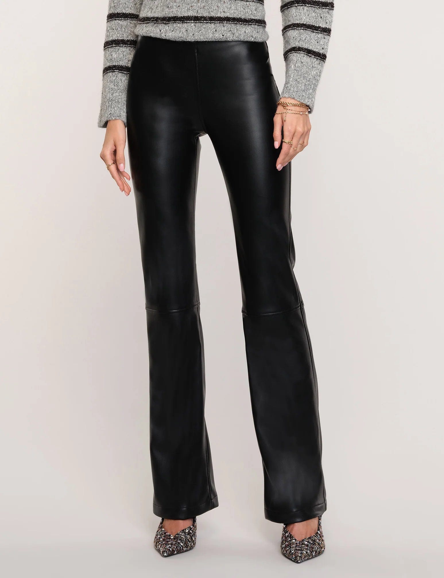 Faux Leather Pull On Heartloom Farris Pants in Black
