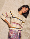 Multi Colored Striped Heartloom Rossini Sweater in Ecru