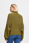 Mylle Ribbed Sweater in Green Moss by ICHI