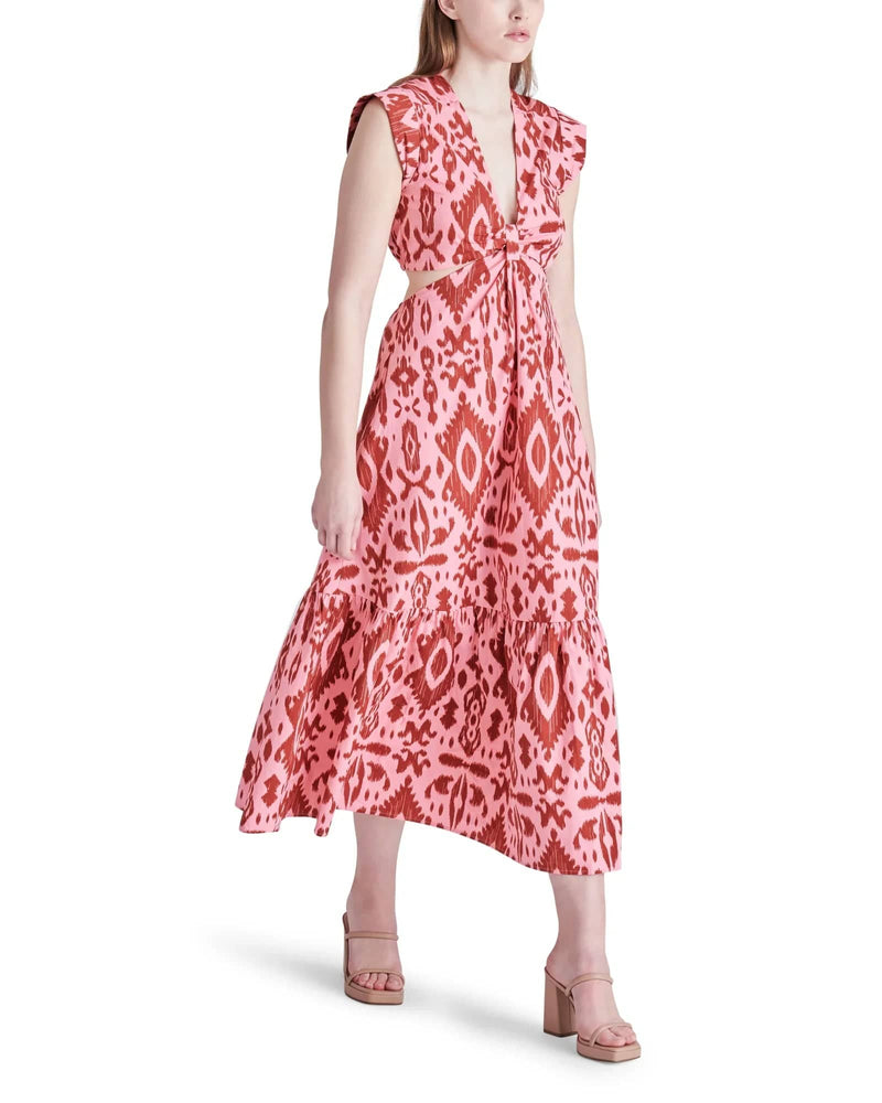 Steve Madden Abstract Pink and Red Printed Got Your Batik Dress 