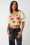 Free People Strawberry Jam Knit Top Strawberry Dawn Combo