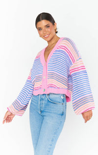 Show Me Your Mumu Good Karma Cardi in Multi Stripe Knit