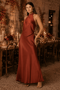Viridiana Satin Halter Maxi Dress