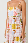 Lorena Abstract Palm Linen Maxi Dress