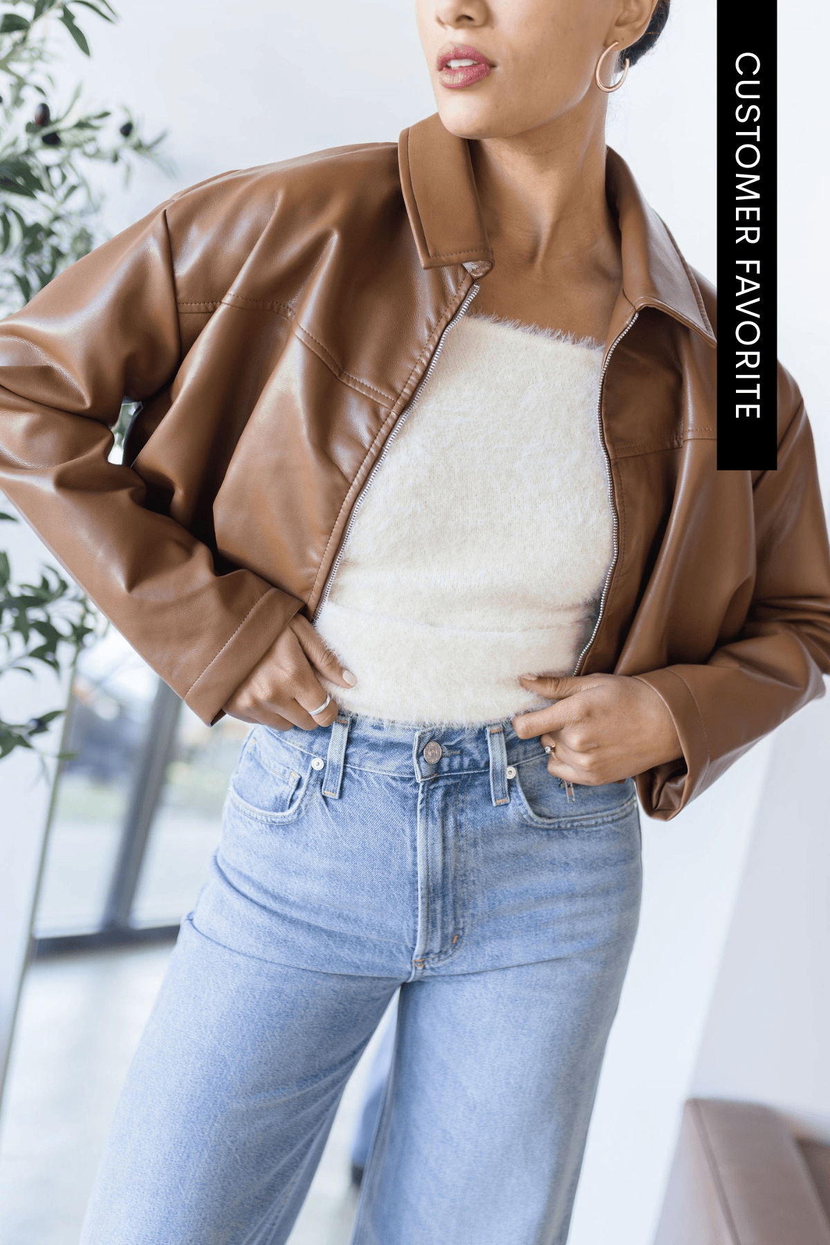 Vanna Cropped Leather Bomber Vanna Cropped Leather Bomber