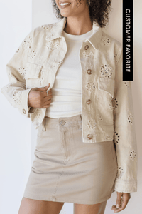 Jetta Eyelet Cropped Trucker Jacket Jetta Eyelet Cropped Trucker Jacket