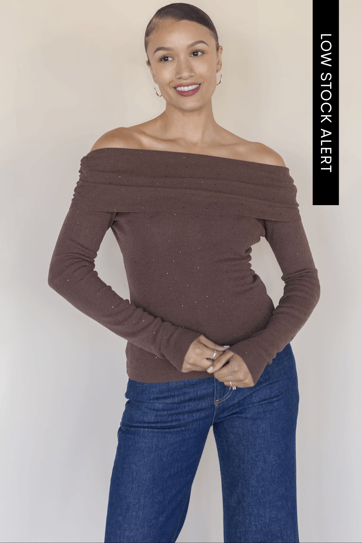 Kylin Off The Shoulder Rhinestone Sweater Kylin Off The Shoulder Rhinestone Sweater