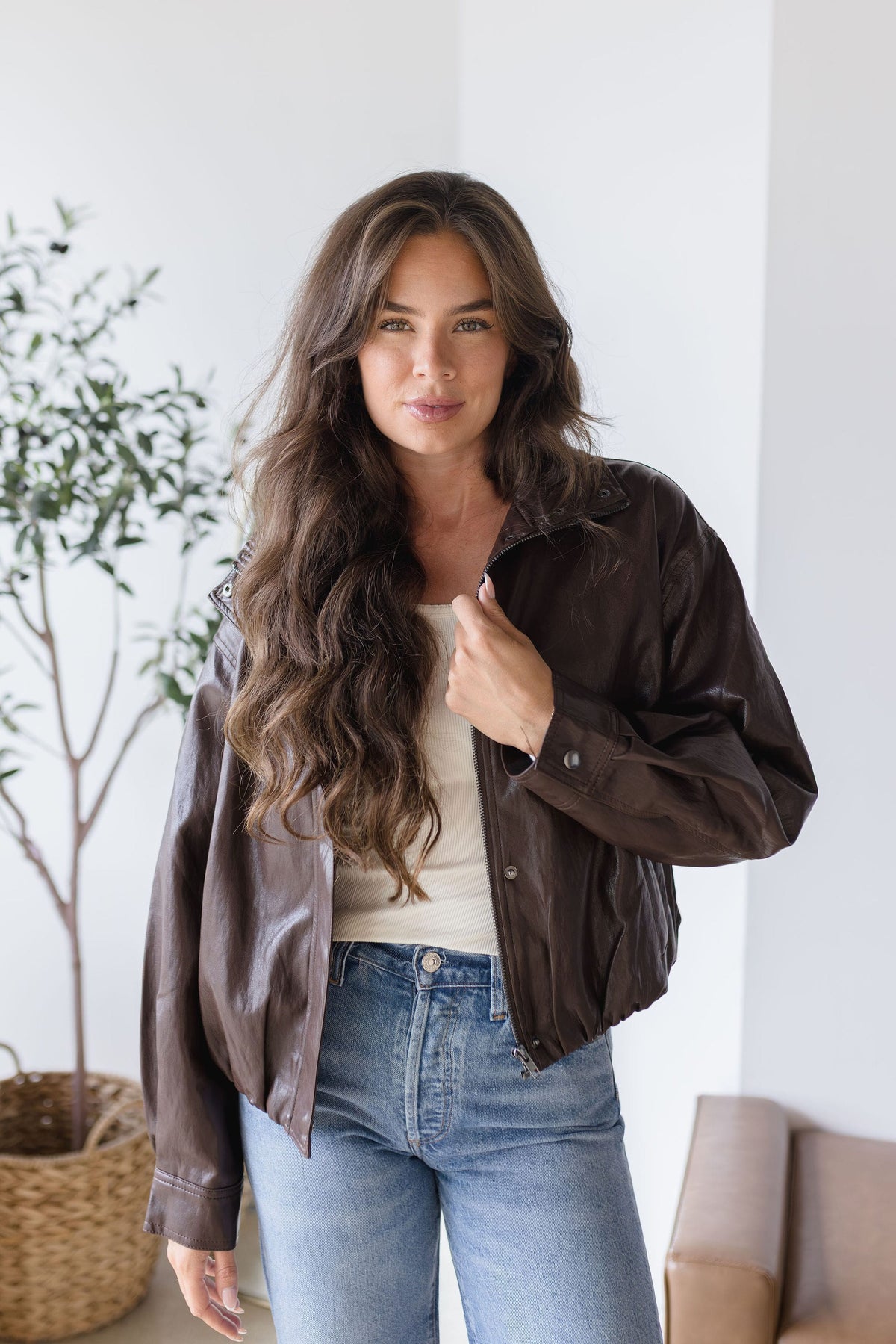 Mock Neck Bomber Jacket