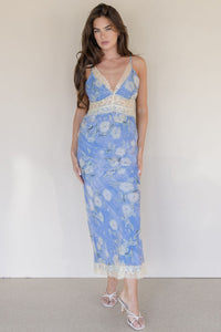 Blue Romance Lace Maxi Dress