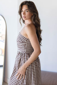 Ashford Strapless Gingham Midi Dress