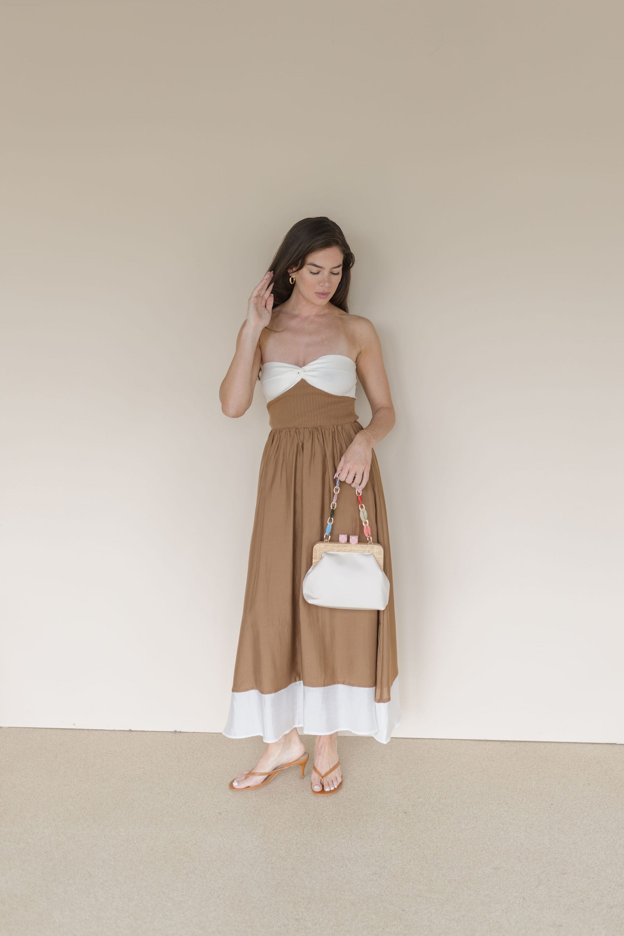 Gentle Flow Front Twist Midi Dress