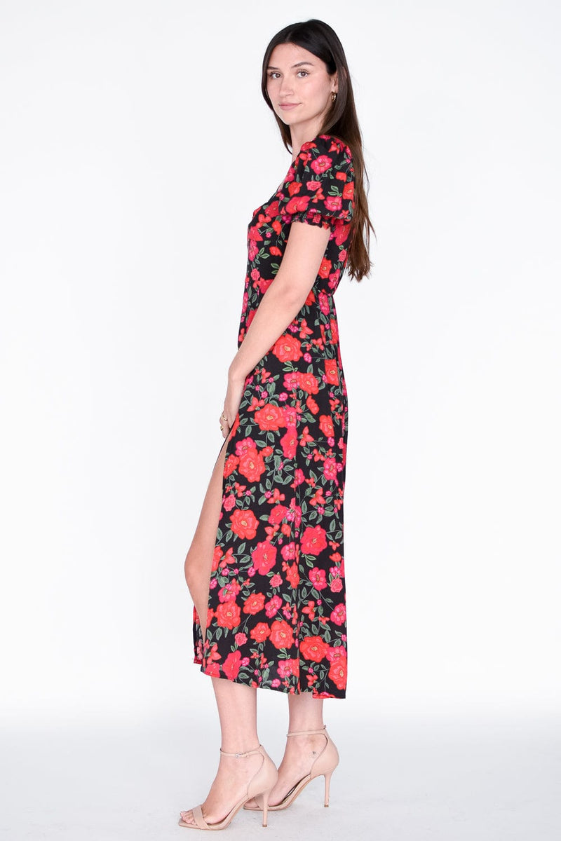 Camellia Puff Sleeved Midi Dress