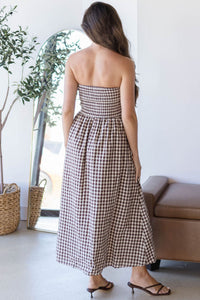 Ashford Strapless Gingham Midi Dress