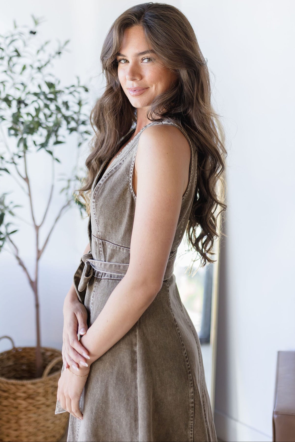 Western Embroidered Button Down Midi Dress