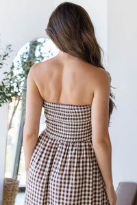 Ashford Strapless Gingham Midi Dress