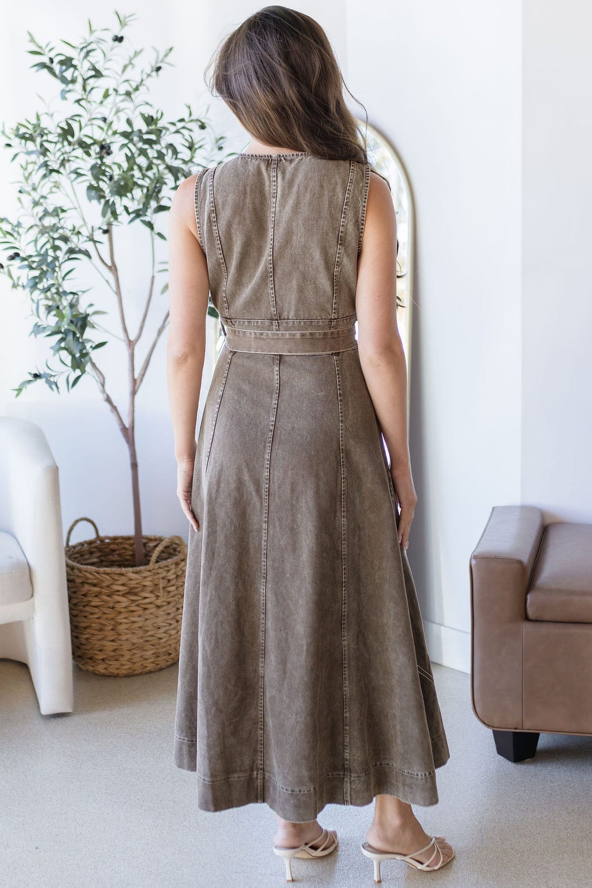 Western Embroidered Button Down Midi Dress