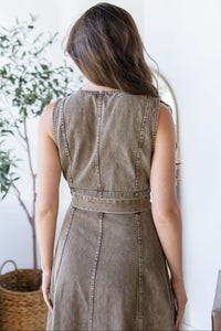 Western Embroidered Button Down Midi Dress