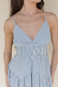 Ocean Lines Pleated Midi Dress