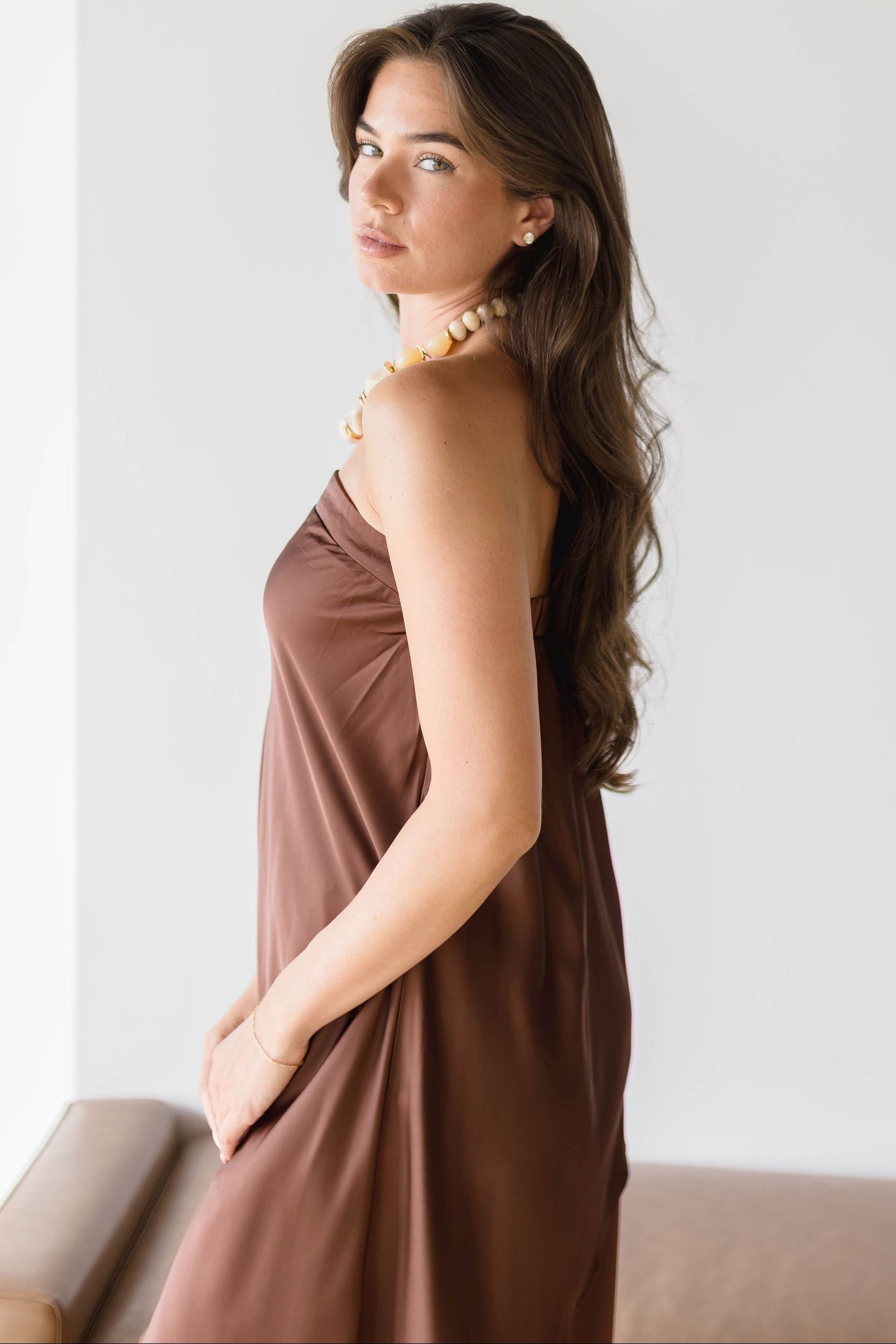 Kenzie Satin Asymmetrical Tube Top