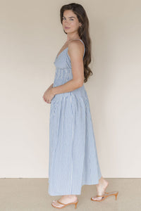 Ocean Lines Pleated Midi Dress