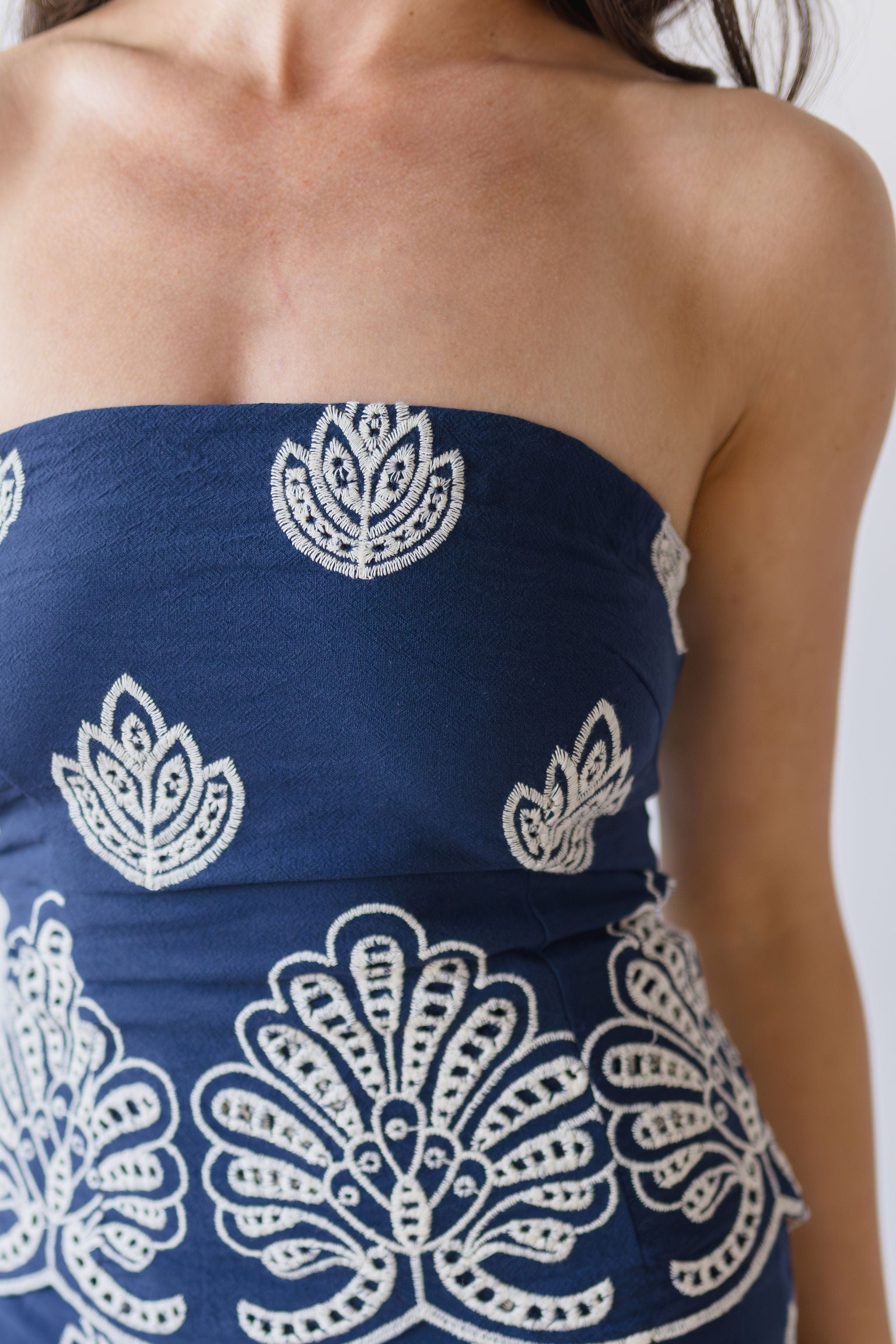 Briar Embroidered Strapless Mini Dress