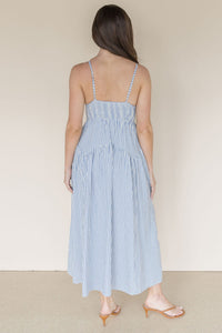 Ocean Lines Pleated Midi Dress