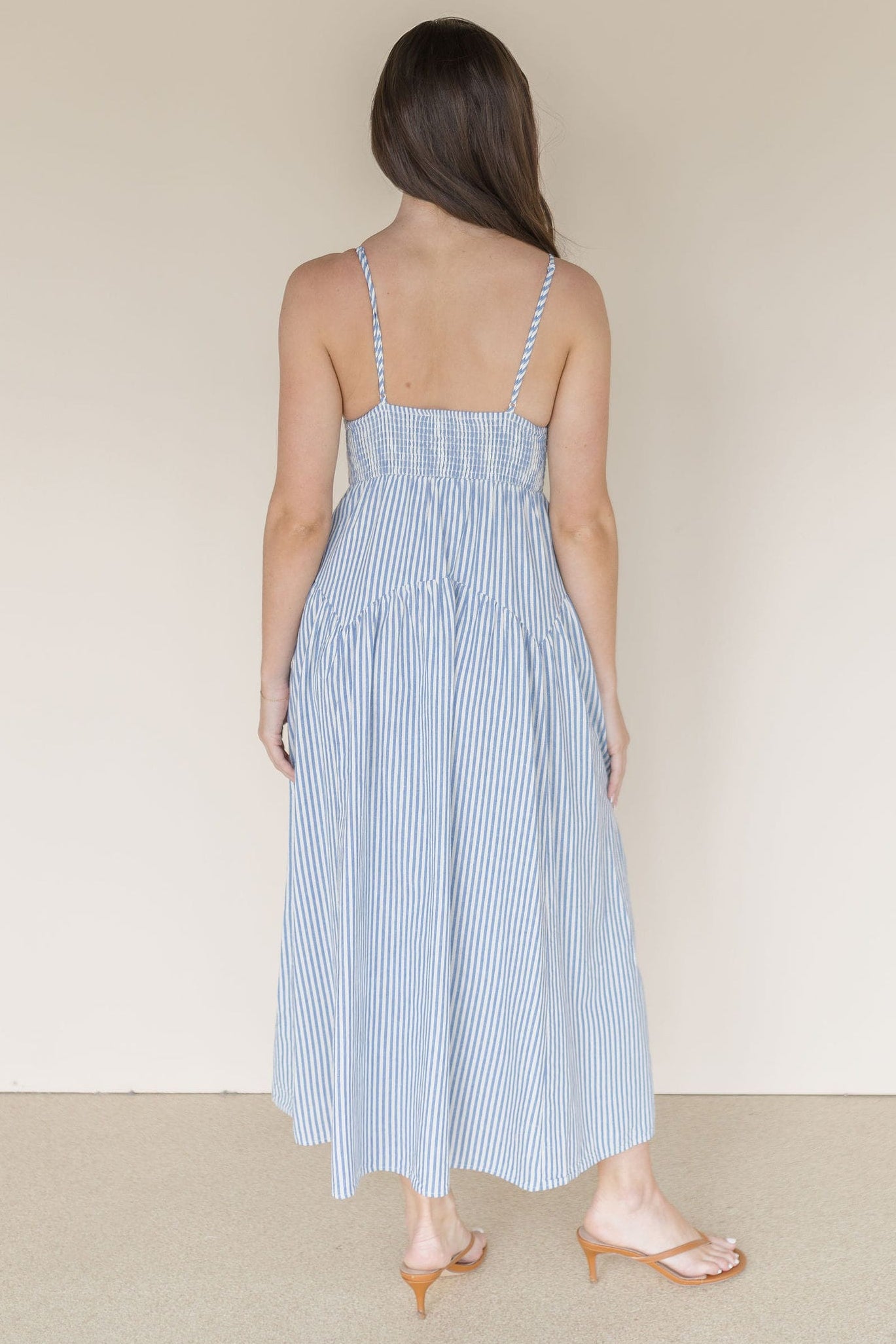 Ocean Lines Pleated Midi Dress