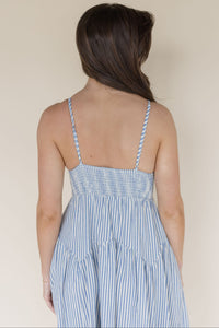 Ocean Lines Pleated Midi Dress