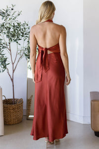 Viridiana Satin Halter Maxi Dress